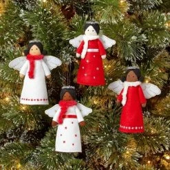 Discount 💯 4ct Fabric Angel 🔔 Christmas Tree Ornament Set - Wondershop™ 🧨