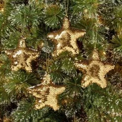 Brand new ❤️ 4ct Sequined Star 🎁 Christmas Tree Ornament Set Gold - Wondershop™ ⌛