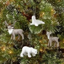 Brand new π 4pk Faux Fur Animals π Christmas Tree Ornament Set Polar Bear/Seal/Fawn/Buck - Wondershop™ π₯