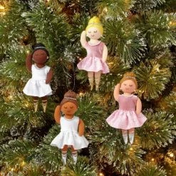 New ๐ 4pk Fabric Ballet Dancer ๐ Christmas Tree Ornament Set - Wondershop™ โค๏ธ