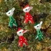 New ⌛ 4ct Fabric Retro Reindeer 🔔 Christmas Tree Ornament Set Red/Green - Wondershop™ 🎉