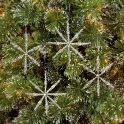 Deals ✨ 4ct 4" Beaded Snowflake 🎄 Christmas Tree Ornament Set - Wondershop™ 🧨