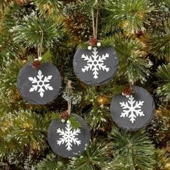 Budget 🔥 4ct 4" Stone Snowflake 🎅 Christmas Tree Ornament Sets - Wondershop™ ✔️
