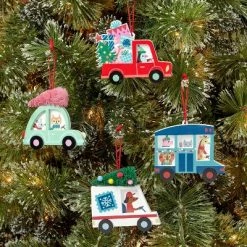 Buy π 4ct Wood Vehicle π Christmas Tree Ornament Set Blue/Red/White/Green - Wondershop™ βοΈ