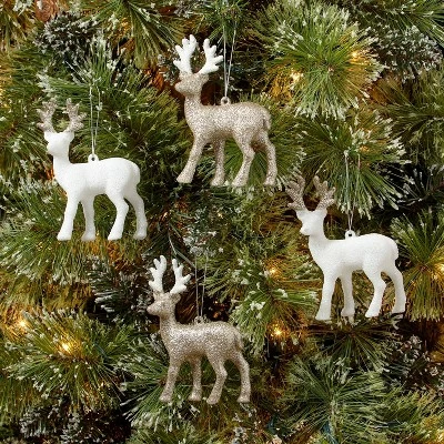 Cheap π 4pk Glitter Deer π Christmas Tree Ornament Set Gold/White - Wondershop™ π€© 1 Cheap π 4pk Glitter Deer π Christmas Tree Ornament Set Gold/White - Wondershop™ π€©