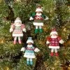 Discount 🌟 4ct 5.5" Fabric Girl with Knit 👟 Shoes 🎄 Christmas Tree Ornament Set - Wondershop™ 🔔