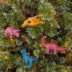 New β 4ct 5" Glitter Dinosaur π Christmas Tree Ornament Set Glitter - Wondershop™ π