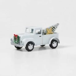 Wholesale ✨ Medium Metal Truck with 🎄 Christmas Tree Decorative Figurine White - Wondershop™ 🎉