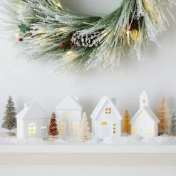Best reviews of 🥰 10pc Battery Operated Decorative Ceramic Village Kit White with Neutral Trees - Wondershop™ 🔥