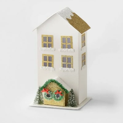 Buy π€© 9" Battery Operated Decorative Paper House White/Gold - Wondershop™ π 2 Buy π€© 9" Battery Operated Decorative Paper House White/Gold - Wondershop™ π - Image 2