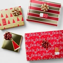 Cheap ✔️ 80 sq ft Gift Wrap Pack Red/Gold - Wondershop™ 🔥