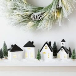 Top 10 🤩 10pc Battery Operated Decorative Ceramic Village Kit White/Black with Green Trees - Wondershop™ 😍