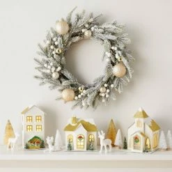 Cheapest π 12pc Battery Operated Decorative Village Kit White/Gold - Wondershop™ π