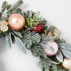 Top 10 🧨 22in Mixed Artificial Pine ❄ Christmas Wreath with Shatterproof Ornaments Gold, Burgundy & Blush - Wondershop™ ⭐