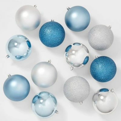 Coupon 😉 12ct Round Plastic 🎄 Christmas Tree Ornament Set - Wondershop™ Blue/silver 🧨 3 Coupon 😉 12ct Round Plastic 🎄 Christmas Tree Ornament Set - Wondershop™ Blue/silver 🧨 - Image 3