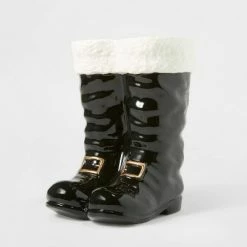 Hot Sale 😀 10" Ceramic Santa 🥾 Boots Decorative Figurine Black - Wondershop™ 😍