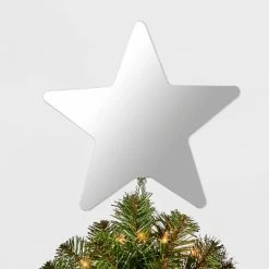 Flash Sale 🎁 12in 51 LED Light Infinity Star Mirror Tree Topper White/Silver - Wondershop™ ⭐