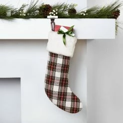 Wholesale ❤️ Plaid ❄ Christmas Stocking White - Wondershop™ 🤩