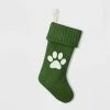 Hot Sale 🛒 20" Knit Monogram 🎄 Christmas Stocking Green Paw Print - Wondershop™ 😀