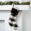 Flash Sale ❤️ Buffalo Plaid ❄ Christmas Stocking with Faux Fur Cuff Black/Ivory - Wondershop™ ✔️
