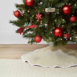 Budget 🌟 34in Reversible Linen ❄ Christmas Tree 👗 Skirt - Wondershop™ ⭐