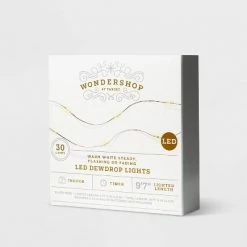 Outlet 🎁 30ct Battery Operated LED Dewdrop Fairy String Lights Warm White with Silver Wire - Wondershop™ 👍