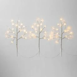 Brand new 🧨 3ct LED Artificial Birch Twig Stake Lights Warm White - Wondershop™ 🛒