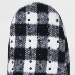 Brand new 😉 Adult Buffalo Check Plaid Fleece Lined Pull-On Slipper 🧦 Socks with Huggable Heel & Grippers - Wondershop™ Black/White 😀 -Wondershop Elegant Shop unnamed file 226