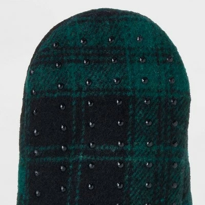 Best Sale ⌛ Adult Plaid Faux Shearling Lined Pull-On Slipper 🧦 Socks with Huggable Heel & Grippers - Wondershop™ Green/Black 😀 4 Best Sale ⌛ Adult Plaid Faux Shearling Lined Pull-On Slipper 🧦 Socks with Huggable Heel & Grippers - Wondershop™ Green/Black 😀 - Image 4
