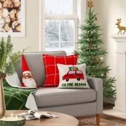 Coupon ⌛ Oversized Grid Square ❄ Christmas Throw Pillow Red/Ivory - Wondershop™ 🎁