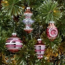Discount ✨ 14ct Striped Glass 🎄 Christmas Tree Ornament Set - Wondershop™ White/rose/magenta/purple 🔥
