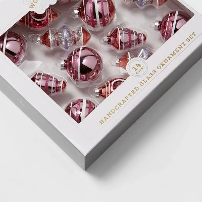 Discount ✨ 14ct Striped Glass 🎄 Christmas Tree Ornament Set - Wondershop™ White/rose/magenta/purple 🔥 2 Discount ✨ 14ct Striped Glass 🎄 Christmas Tree Ornament Set - Wondershop™ White/rose/magenta/purple 🔥 - Image 2