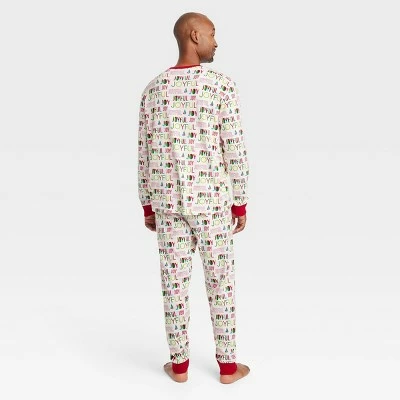 Buy 🔥 Men's Holiday Joyful Print Matching Family Pajama Set - Wondershop™ Cream 🥰 1 Buy 🔥 Men's Holiday Joyful Print Matching Family Pajama Set - Wondershop™ Cream 🥰