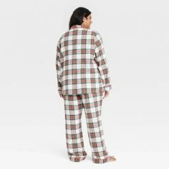 Discount ✔️ Women's Holiday Tartan Plaid Flannel Matching Family Pajama Set - Wondershop™ Cream 👍