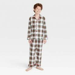 Outlet ⭐ Kids' Holiday Tartan Plaid Flannel Matching Family Pajama Set - Wondershop™ Cream 🥰 -Wondershop Elegant Shop unnamed file 453