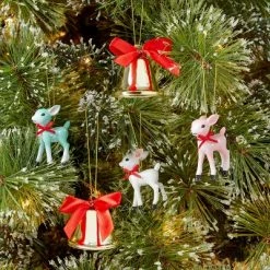 Deals ⭐ 8ct Retro Deer & Metal Bell ❄ Christmas Tree Ornament Set - Wondershop™ ✨