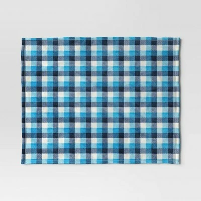 Promo π Hanukkah Check Printed Plush Throw Blanket Blue - Wondershop™ π 2 Promo π Hanukkah Check Printed Plush Throw Blanket Blue - Wondershop™ π - Image 2