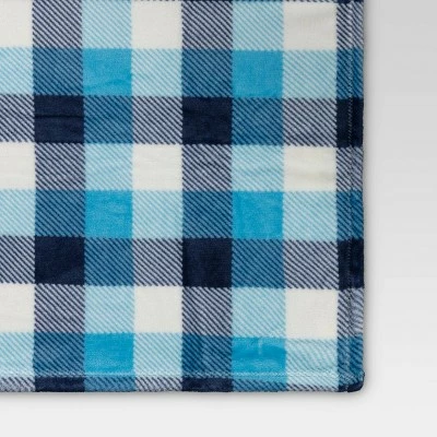 Promo π Hanukkah Check Printed Plush Throw Blanket Blue - Wondershop™ π 3 Promo π Hanukkah Check Printed Plush Throw Blanket Blue - Wondershop™ π - Image 3