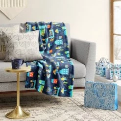 Wholesale ❤️ Hanukkah Printed Plush Throw Blanket Blue - Wondershop™ 🛒