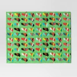 Cheap 𧨠Santa Printed Plush Throw Blanket Green - Wondershop™ π