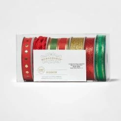 Cheapest ⌛ 6ct End Fabric Ribbon Red/Gold/Green 150ft - Wondershop™ ✨