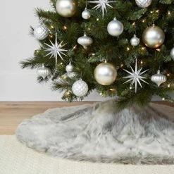 Best deal 😀 48in Gray Faux Fur ❄ Christmas Tree 👗 Skirt - Wondershop™ 😀