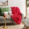 Cheapest 👏 Grid Printed Plush 🎅 Christmas Throw Blanket Red/Ivory - Wondershop™ 😍