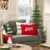 Brand new 🔥 'Joy' Cozy Faux Fur Lumbar 🎅 Christmas Throw Pillow Red/Ivory - Wondershop™ 🌟