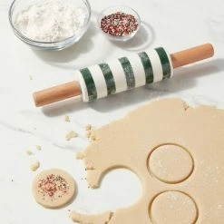 Flash Sale π Stoneware and Wood Striped Mini Rolling Pin Green - Wondershop™ π―