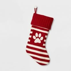 Flash Sale β 20" Knit Striped Monogram β Christmas Stocking Paw Print - Wondershop™ π₯°