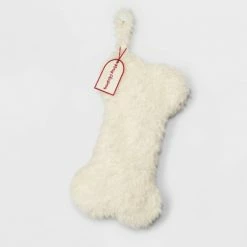 Best Pirce 🔥 Sherpa 🐶 Dog Bone 🎁 Christmas Stocking White - Wondershop™ 😀